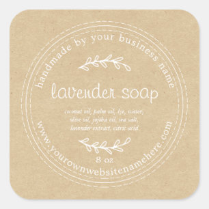 Rustic Handmade Lavender Soap Kraft Paper Square Sticker