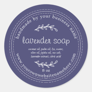 Rustic Handmade Lavender Soap Navy Blue Classic Round Sticker