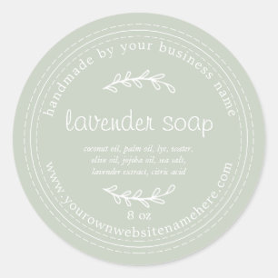 Rustic Handmade Lavender Soap Pastel Green Classic Round Sticker