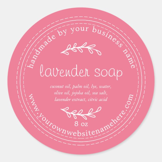 Rustic Handmade Lavender Soap Pink Classic Round Sticker (Front)