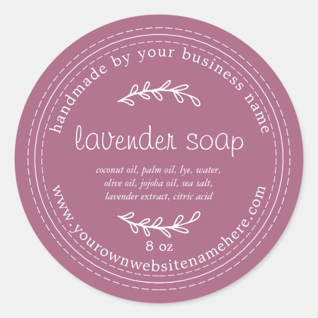 Rustic Handmade Lavender Soap Purple Classic Round Sticker (Front)