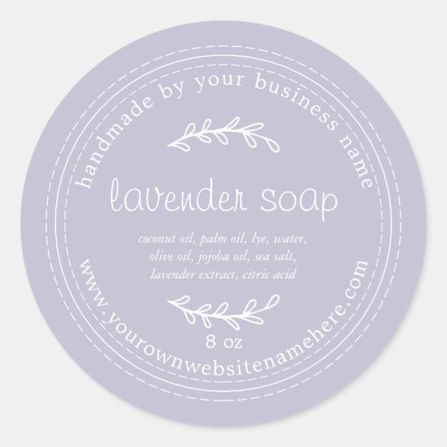 Rustic Handmade Lavender Soap Purple Classic Round Sticker (Front)