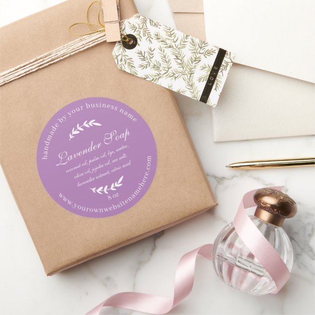 Rustic Handmade Lavender Soap Purple Classic Round Sticker (Gifting)