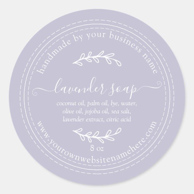 Rustic Handmade Lavender Soap Purple Classic Round Sticker (Front)