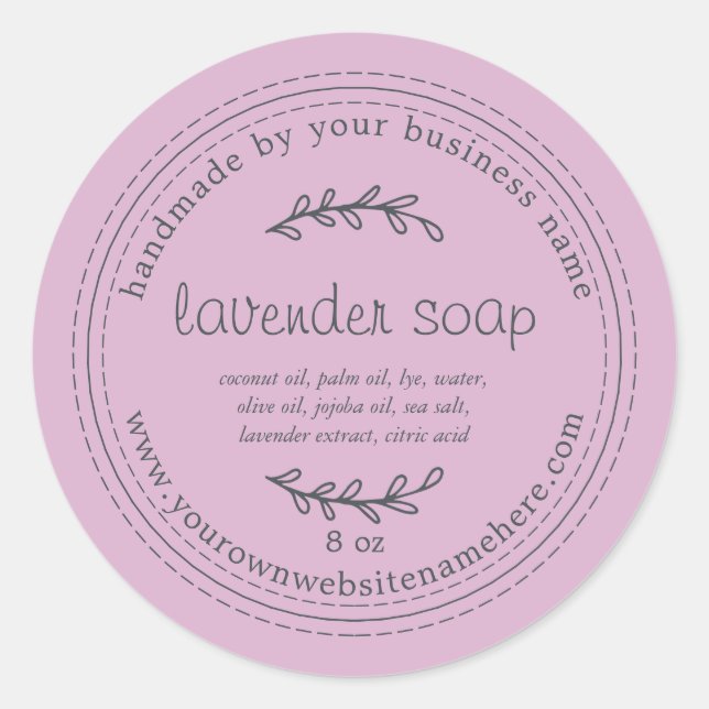 Rustic Handmade Lavender Soap Purple Classic Round Sticker (Front)