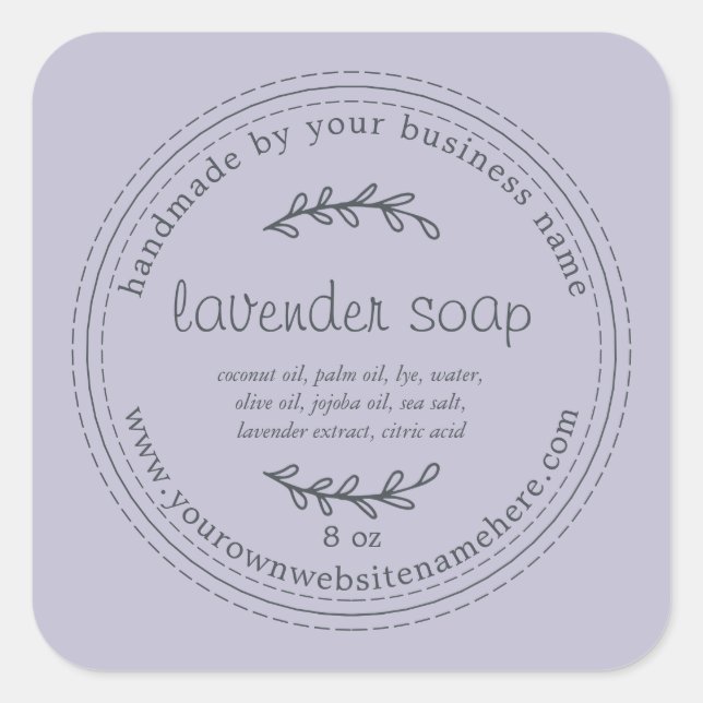 Rustic Handmade Lavender Soap Purple Square Sticker (Front)
