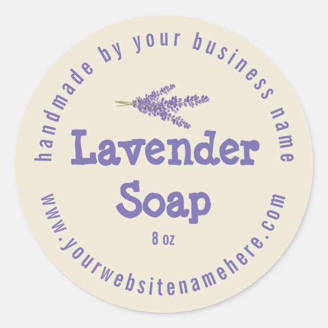 Rustic Handmade Lavender Soap Purple White Classic Round Sticker (Front)