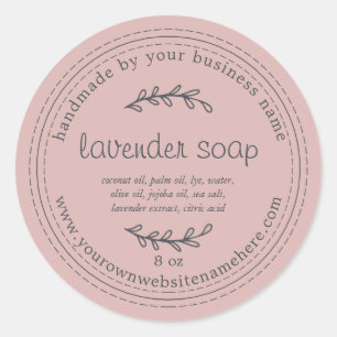 Rustic Handmade Lavender Soap Silver Pink Classic Round Sticker