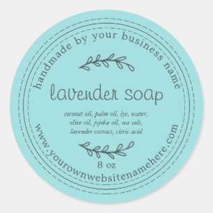 Rustic Handmade Lavender Soap Turquoise Blue Classic Round Sticker