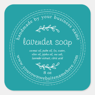 Rustic Handmade Lavender Soap Viridian Green Square Sticker