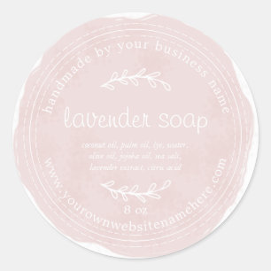 Rustic Handmade Lavender Soap Watercolor Purple Classic Round Sticker