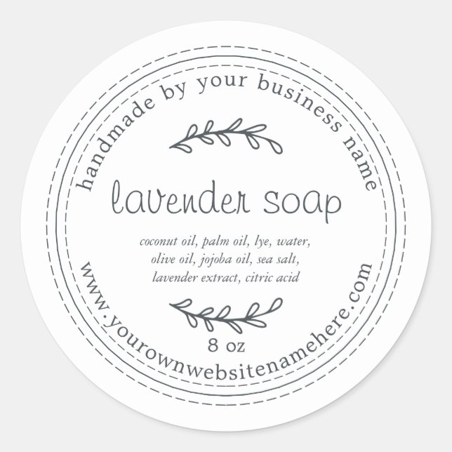 Rustic Handmade Lavender Soap White Classic Round Sticker (Front)