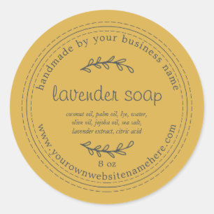 Rustic Handmade Lavender Soap Yellow Classic Round Sticker