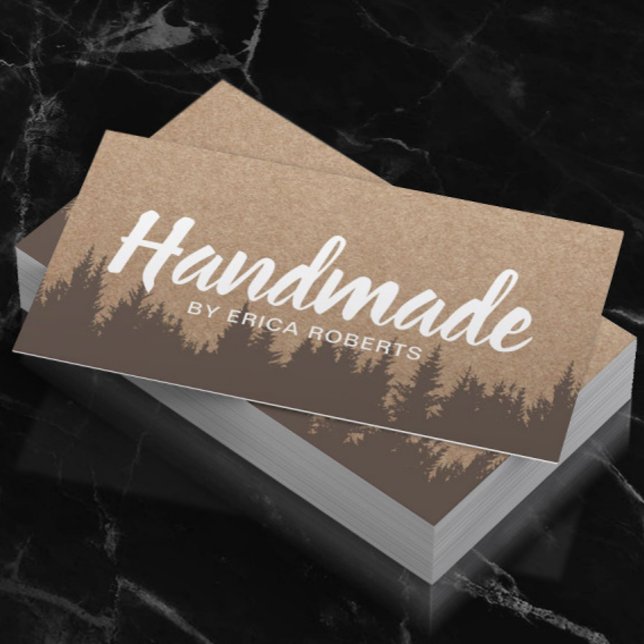 Rustic Handmade Minimalist Pine Forest Kraft Business Card (Creator Uploaded)
