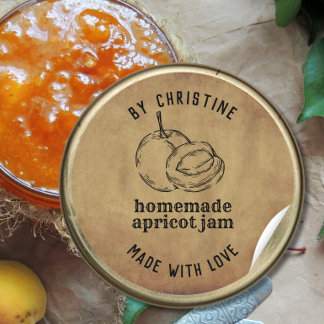 Rustic Handmade With Love apricot Jam Label 
