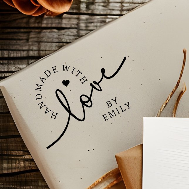 Rustic Handmade with Love Script Heart Baked Goods Self-inking Stamp (Creator Uploaded)