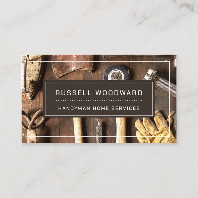 Rustic Handyman Carpenter Tools Of Trade Business Card (Front)