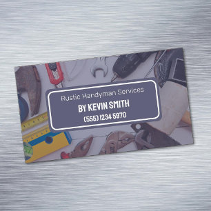 Rustic Handyman Services Magnetic Business Card