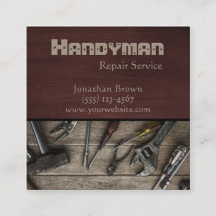 Rustic Handyman Tools Maintenance Repair Service Square Business Card