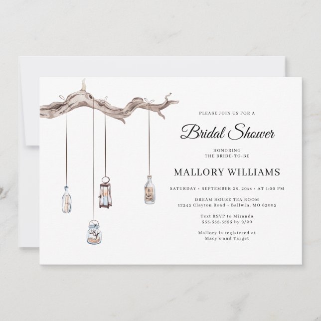 Rustic Hanging Lanterns Bridal Shower Invitation (Front)