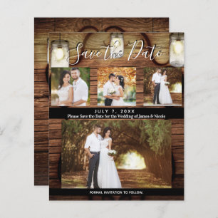 Rustic Hanging Lights Wedding Photo Save the Date