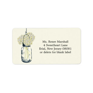 Rustic Hanging Mason Jar Hydrangeas Label