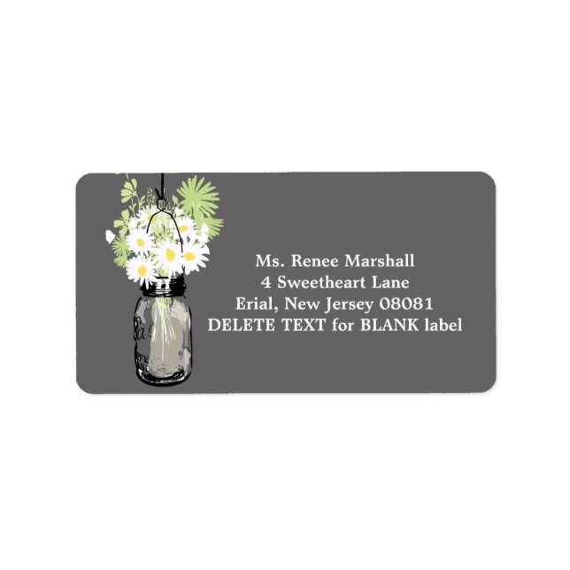 Rustic Hanging Mason Jar Wedding Label (Front)