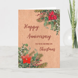 Rustic Happy Anniversary on Christmas Card