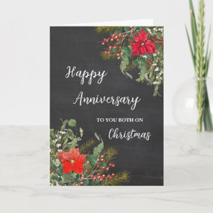 Rustic Happy Anniversary on Christmas Card
