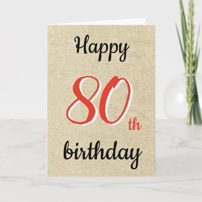 Rustic Happy Birthday Script 80th Birthday Card (Front)
