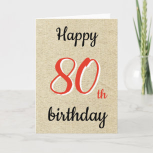 Rustic Happy Birthday Script 80th Birthday Card