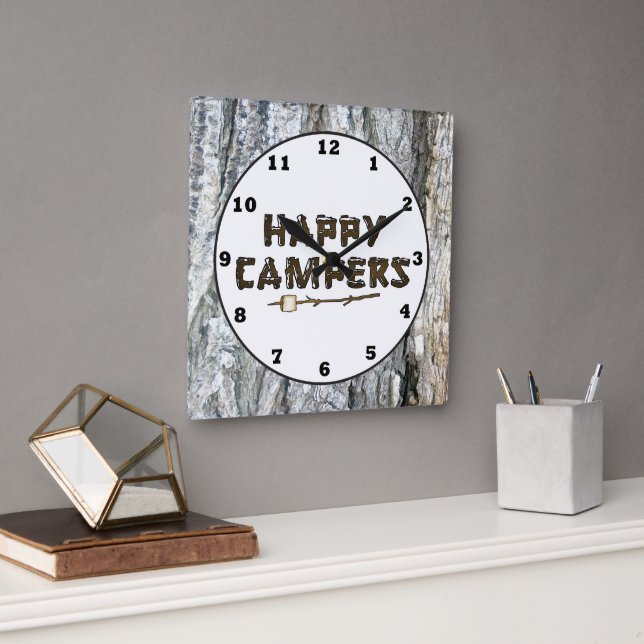Rustic Happy Campers wall clock (Office)