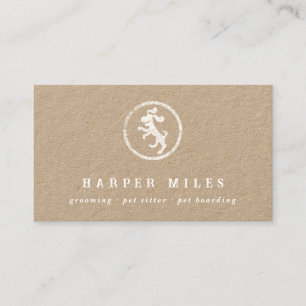 Rustic happy dog logo business card