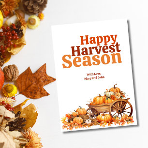 Rustic Happy Harvest Season Pumpkin Greeting Card