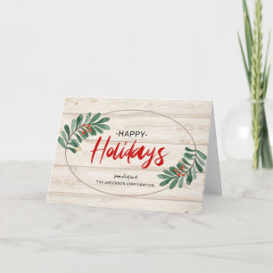 Rustic Happy Holidays Business Greeting Holiday Card