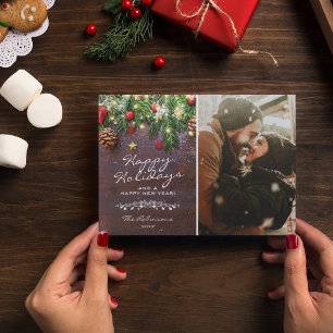 Rustic Happy Holidays Photo Christmas Holiday Card