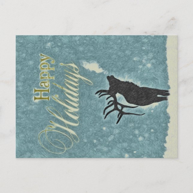 Rustic Happy Holidays Reindeer Christmas Card (Front)