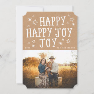 Rustic Happy Joy Christmas Photo Cards