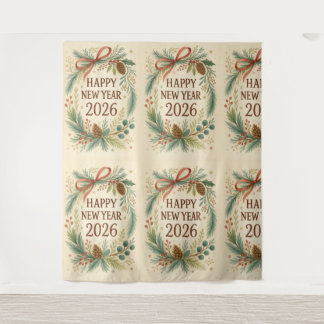 rustic happy new year 2026 party backdrop tapestry