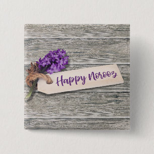 Rustic Happy Norooz Hyacinth - Button