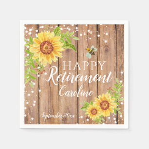 Rustic Happy Retirement Floral Sunflower Napkin