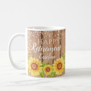 Rustic Happy Retirement Sunflower Floral Mug