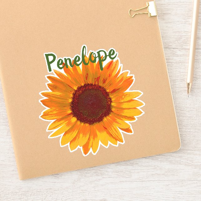 Rustic Happy Sunflower with Name (Notebook)