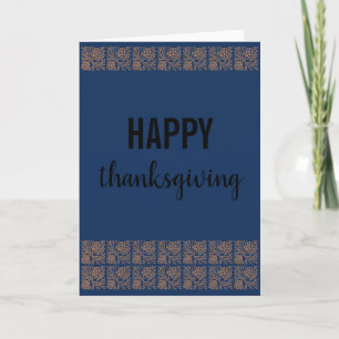 Rustic Happy Thanksgiving Modern Blue Blank Card
