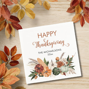 Rustic Happy Thanksgiving Pumpkin Napkin
