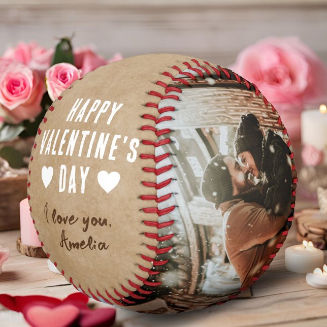 Rustic Happy Valentine's Day 2 Photos Boyfriend Baseball (Creator Uploaded)