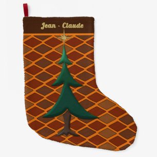 Rustic Harlequin and Pine Personalised Large Christmas Stocking