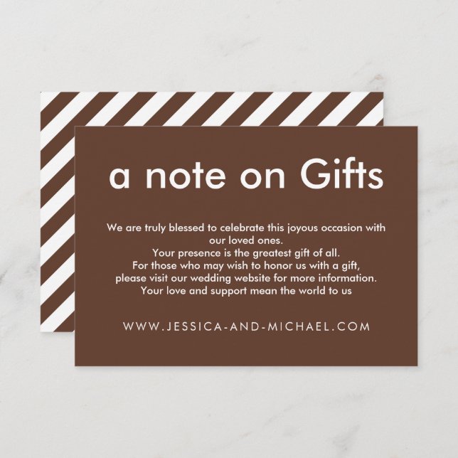 💍 Rustic Harmony note on Gifts Enclosure Card (Front/Back)