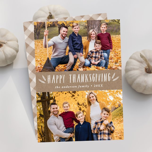 Rustic Harvest 2 Photo Thanksgiving Holiday Card (Creator Uploaded)