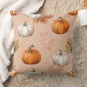 Rustic Harvest Autumn - Pumpkins & Leaves Cushion